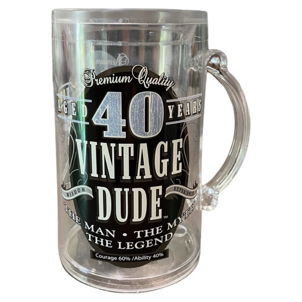 Mug 40th Birthday Gift  VINTAGE DUDE Beer Tankard Cup 14 oz NEW